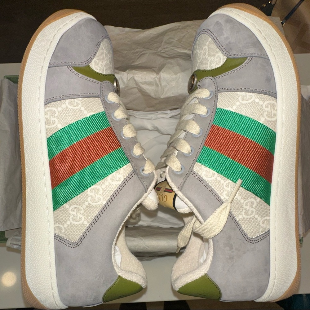 GUCCI MEN'S SCREENER SNEAKER WITH WEB 7.5 NIB